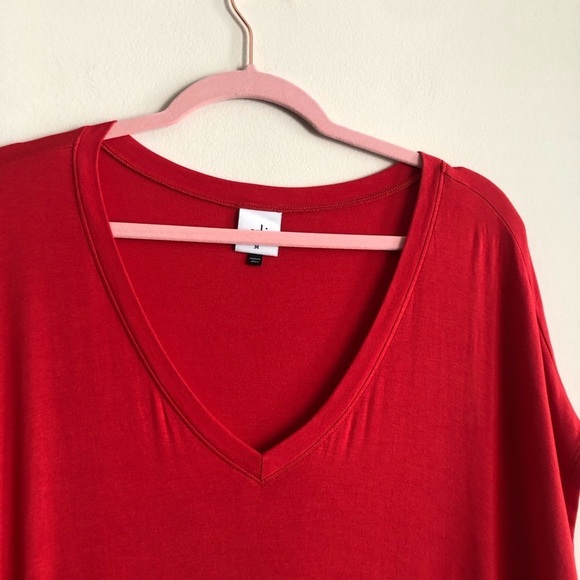 Cabi #6129 Red Formal Tee Short Sleeve Drawstring Peplum Soft Jersey Top Sz M - Picture 3 of 8